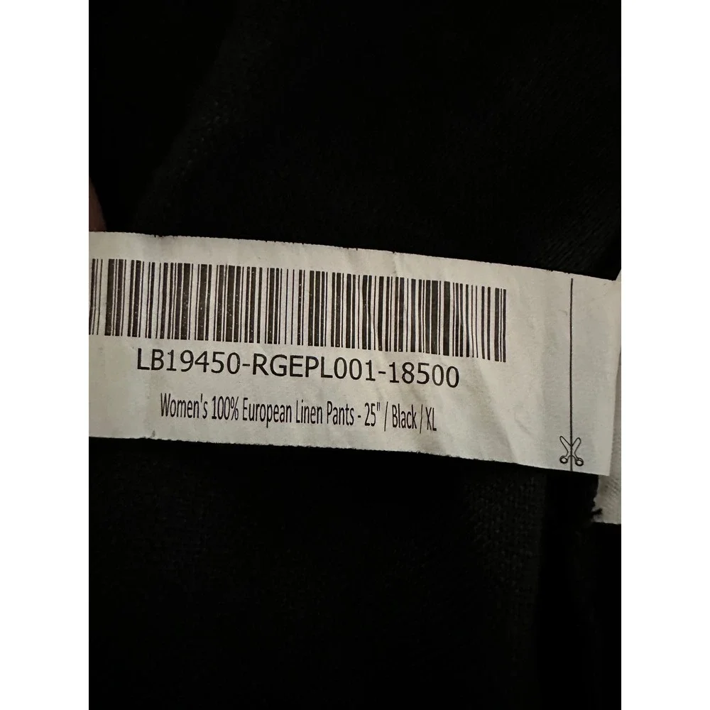 Quince Women's 100% European Linen Elastic Waist Pull On Casual Pants‎ Black XL